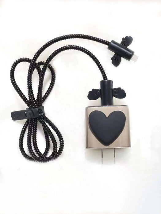Shein Juego de 5 accesorios para cargador de 20 W de estilo mariposa transparente de color negro - Quierox - Tienda Online