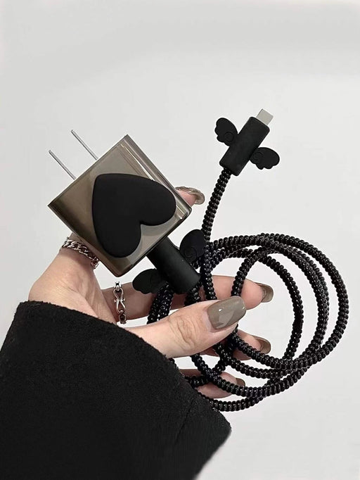 Shein Juego de 5 accesorios para cargador de 20 W de estilo mariposa transparente de color negro - Quierox - Tienda Online