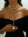 SHEIN Juego de 5 collares bohemios chapados en oro, largos y exagerados con perlas de imitación - Quierox - Tienda Online