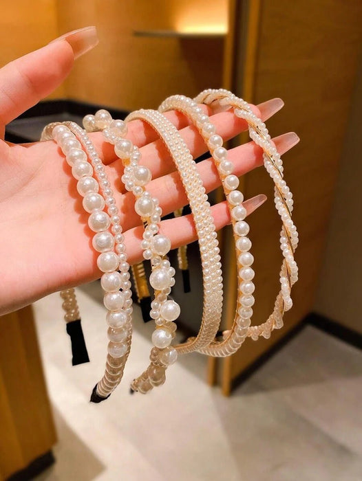 Shein Juego de 5 diademas con diseño de perlas sintéticas para niñas - Quierox - Tienda Online