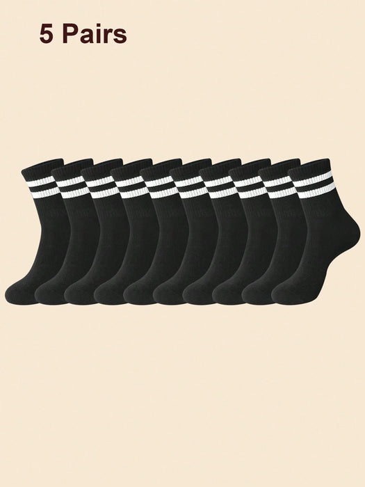 SHEIN Juego de 5 pares de calcetines a media pantorrilla con diseño de rayas - Quierox - Tienda Online