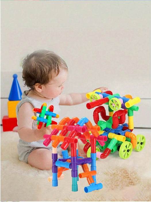 Shein Juego de 50 piezas de bloques de construcción de tuberías de agua Montessori - Quierox - Tienda Online