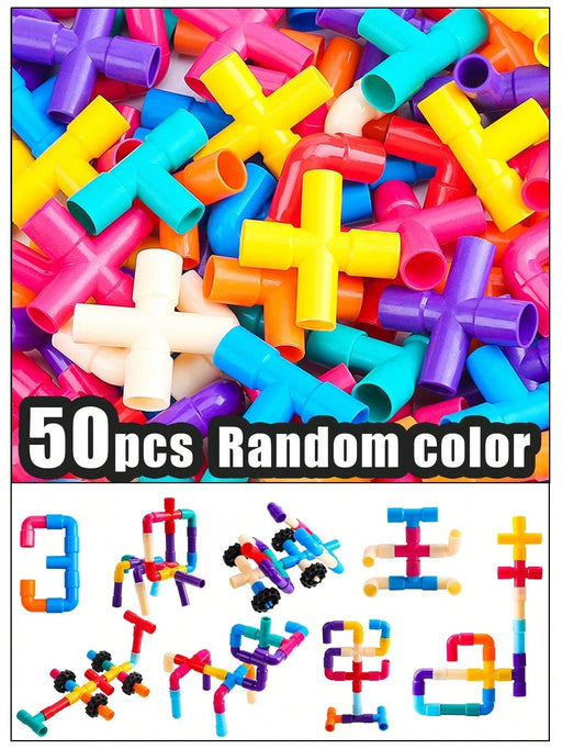Shein Juego de 50 piezas de bloques de construcción de tuberías de agua Montessori - Quierox - Tienda Online