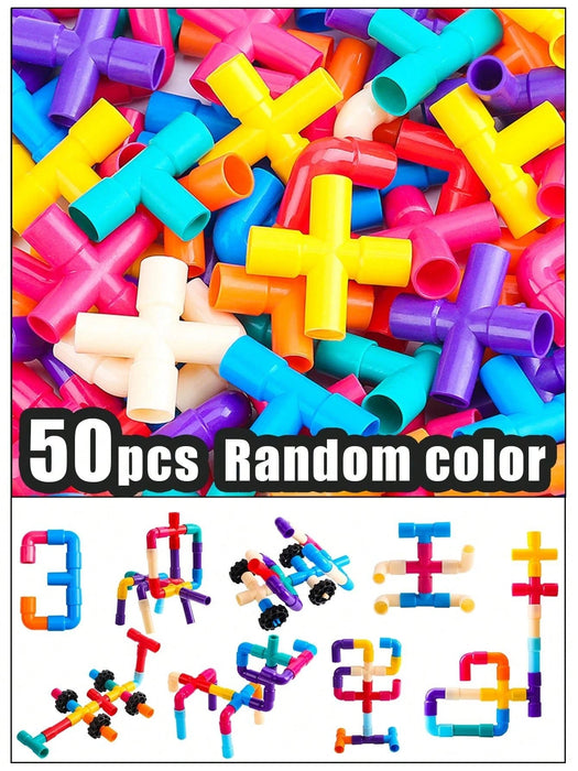 Shein Juego de 50 piezas de bloques de construcción de tuberías de agua Montessori - Quierox - Tienda Online