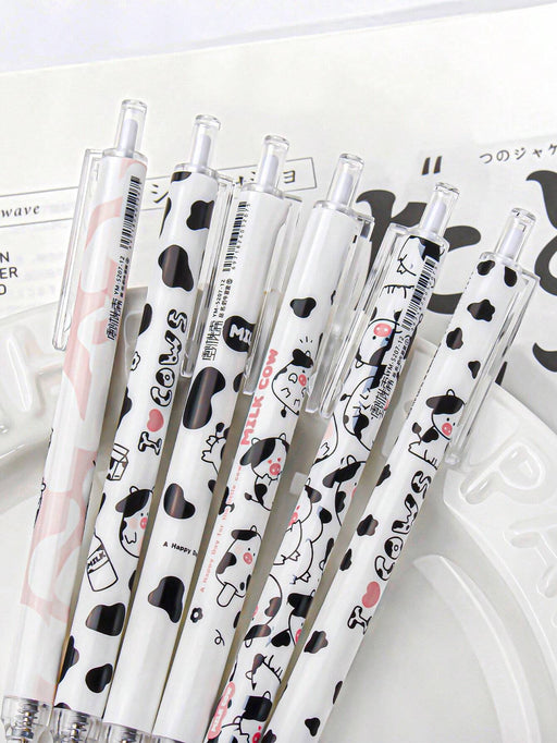 Shein Juego de 6 bolígrafos neutros de vaca con dibujos - Quierox - Tienda Online