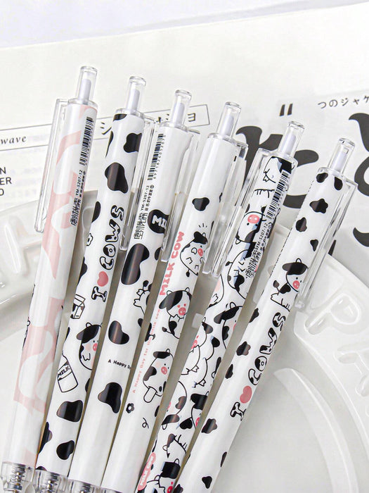 Shein Juego de 6 bolígrafos neutros de vaca con dibujos - Quierox - Tienda Online