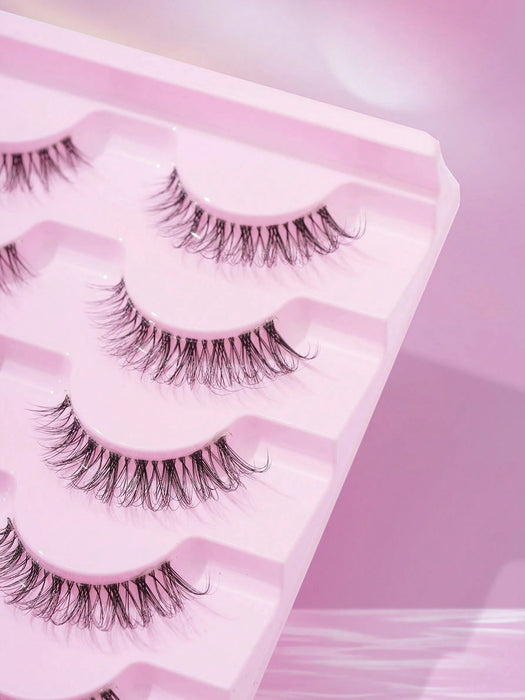 Shein Juego de 7 pares de pestañas postizas de rizo en forma de D, de aspecto natural, transparentes, con tallo cruzado - Quierox - Tienda Online