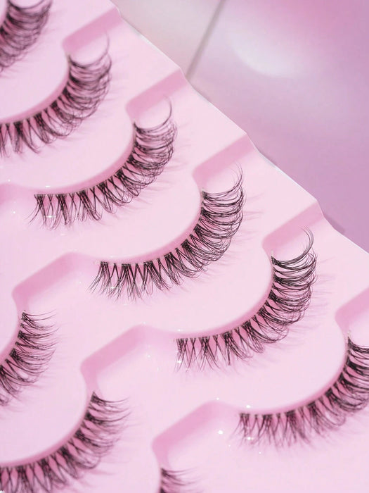 Shein Juego de 7 pares de pestañas postizas de rizo en forma de D, de aspecto natural, transparentes, con tallo cruzado - Quierox - Tienda Online