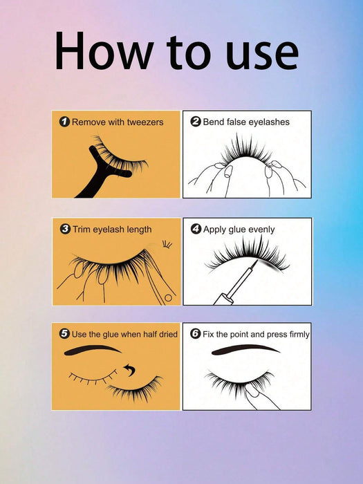 Shein Juego de 7 pares de pestañas postizas de rizo en forma de D, de aspecto natural, transparentes, con tallo cruzado - Quierox - Tienda Online