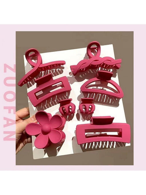 Shein Juego de 8 pinzas grandes para el pelo pintadas con acrílico para mujer en magenta - Quierox - Tienda Online