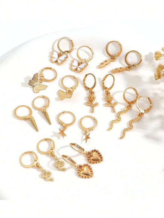 Shein Juego de 9 pares de pendientes decorativos de moda - Quierox - Tienda Online