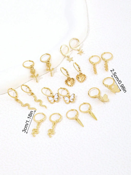 Shein Juego de 9 pares de pendientes decorativos de moda - Quierox - Tienda Online