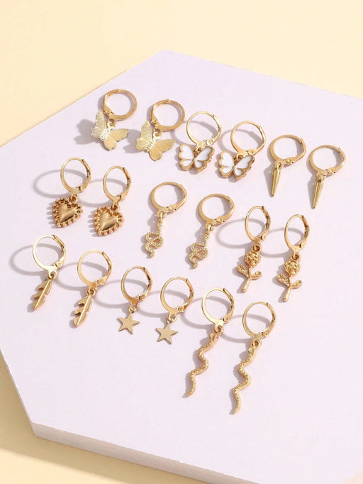 Shein Juego de 9 pares de pendientes decorativos de moda - Quierox - Tienda Online