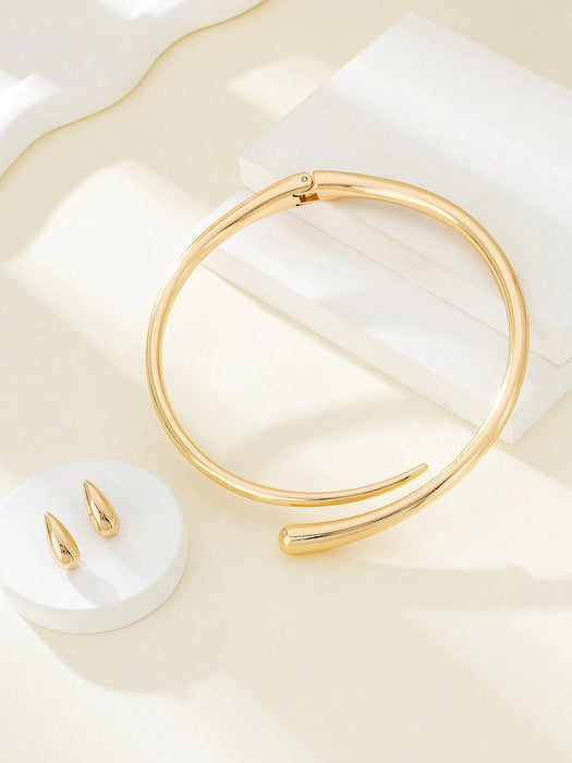 SHEIN Juego de collar y pendientes de gota de agua de aleación, sencillos y elegantes - Quierox - Tienda Online