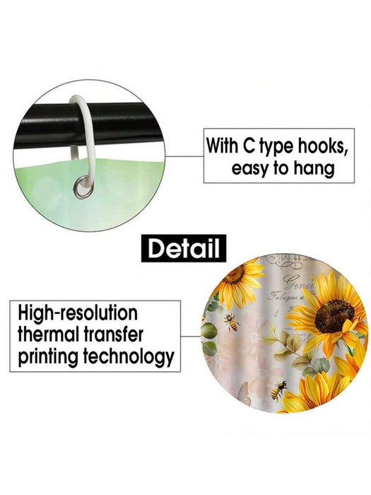 Shein Juego de cortina o tapete de ducha con estampado de girasoles - Quierox - Tienda Online