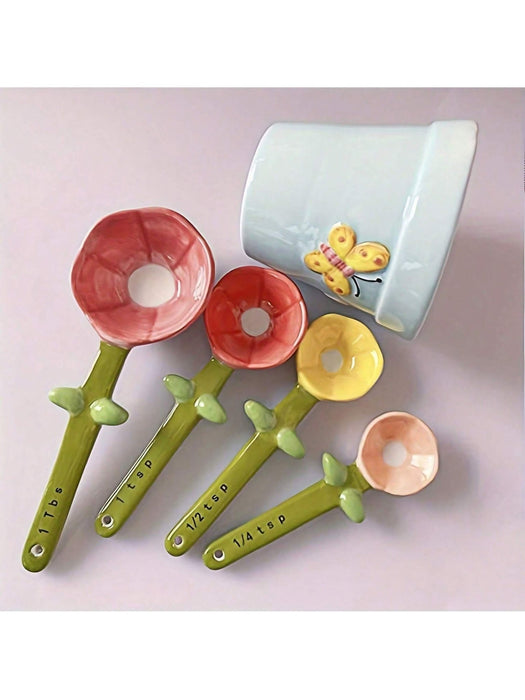 Shein Juego de cucharas medidoras con diseño floral de mariposa (1 base + 5 cucharas) - Quierox - Tienda Online