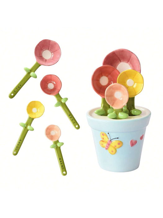 Shein Juego de cucharas medidoras con diseño floral de mariposa (1 base + 5 cucharas) - Quierox - Tienda Online