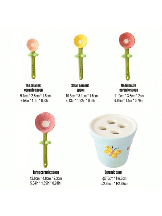 Shein Juego de cucharas medidoras con diseño floral de mariposa (1 base + 5 cucharas) - Quierox - Tienda Online