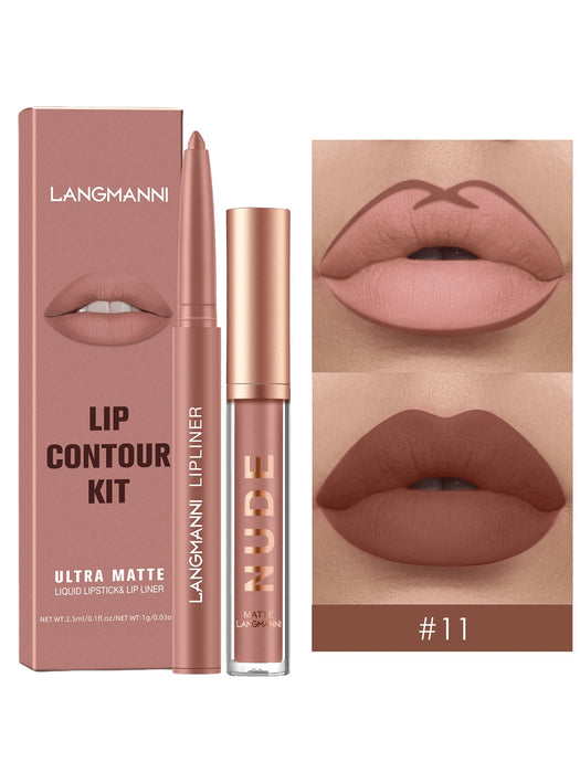 SHEIN Juego de Delineador Labial y Pintalabios Líquido, Resistente al Agua y Sudoración - Quierox - Tienda Online