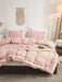 Shein Juego de funda nórdica rosa con volantes ropa de cama estilo bohemio rústico de 3 piezas - Quierox - Tienda Online