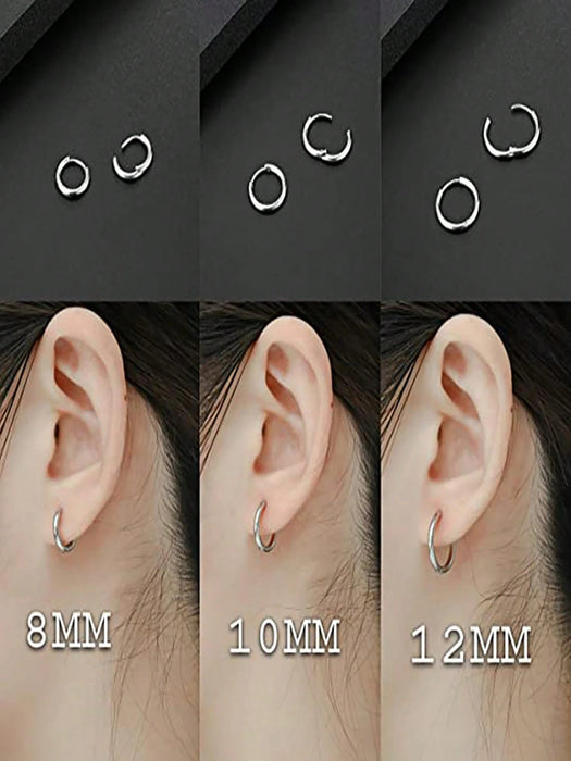 Shein Juego de pendientes de aro circulares de acero inoxidable, estilo bohemio, plateados, sencillos y modernos - Quierox - Tienda Online