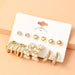 Shein Juego de pendientes dorados con diseño geométrico para mujer con tachuelas de perlas artificiales - Quierox - Tienda Online
