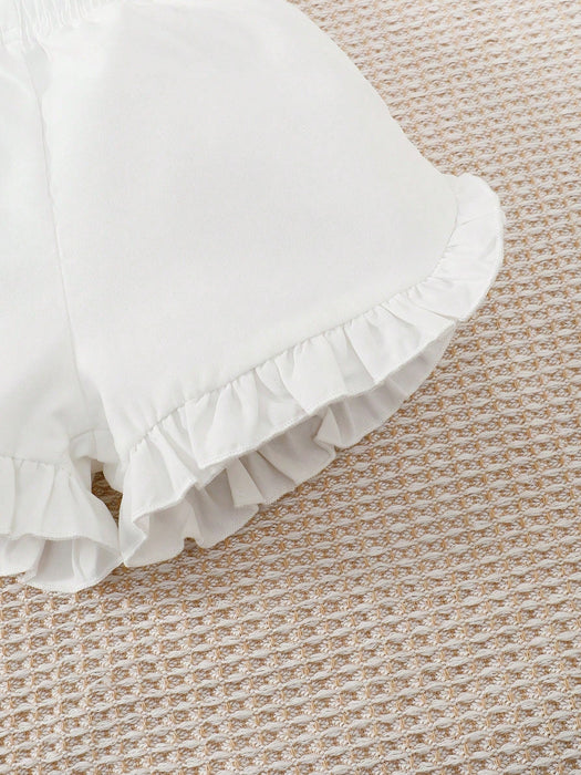 SHEIN Kids - Top de tirantes peplum con lazo delantero y pantalones cortos con volantes - Quierox - Tienda Online