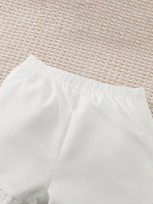 SHEIN Kids - Top de tirantes peplum con lazo delantero y pantalones cortos con volantes - Quierox - Tienda Online