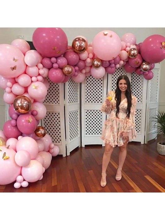 Shein Kit de arco de guirnalda de flores de globos rosas de 113 piezas - Quierox - Tienda Online