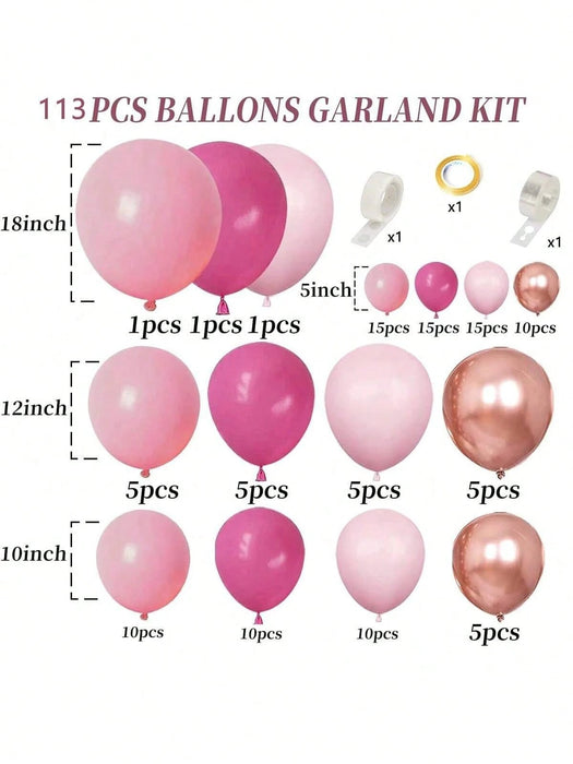 Shein Kit de arco de guirnalda de flores de globos rosas de 113 piezas - Quierox - Tienda Online