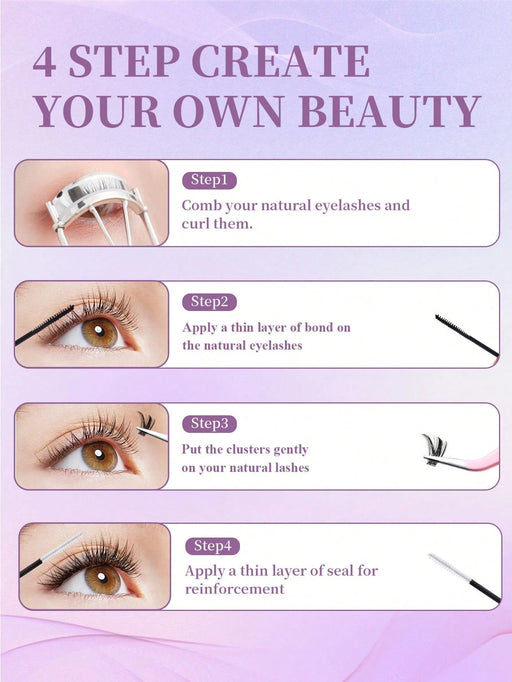 SHEIN Kit de extensión de pestañas DIY: 200 pestañas individuales con rizo D, 8 - 16 mm - Quierox - Tienda Online