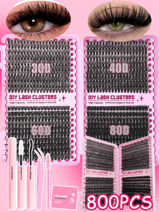 SHEIN Kit de pestañas postizas DIY de 800 piezas con pegamento para pestañas - Quierox - Tienda Online