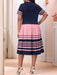 SHEIN Lady Elegante vestido a rayas azul oscuro y Chaqueta con estampado geométrico - Quierox - Tienda Online