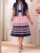 SHEIN Lady Elegante vestido a rayas azul oscuro y Chaqueta con estampado geométrico - Quierox - Tienda Online
