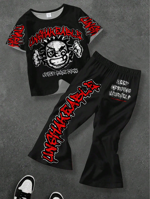 SHEIN Leap Crew Conjunto de 2 piezas de camiseta de manga corta y pantalones - Quierox - Tienda Online