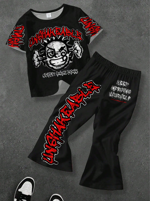 SHEIN Leap Crew Conjunto de 2 piezas de camiseta de manga corta y pantalones - Quierox - Tienda Online