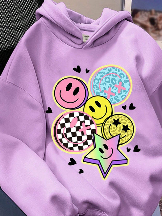 SHEIN Leap Crew Sudadera con capucha, casual y holgado, con estampado - Quierox - Tienda Online