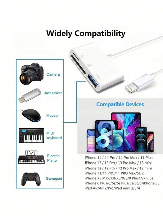 SHEIN Lector de tarjetas SD TF Micro SD 3 en 1, adaptador USB-C/Lightning - Quierox - Tienda Online