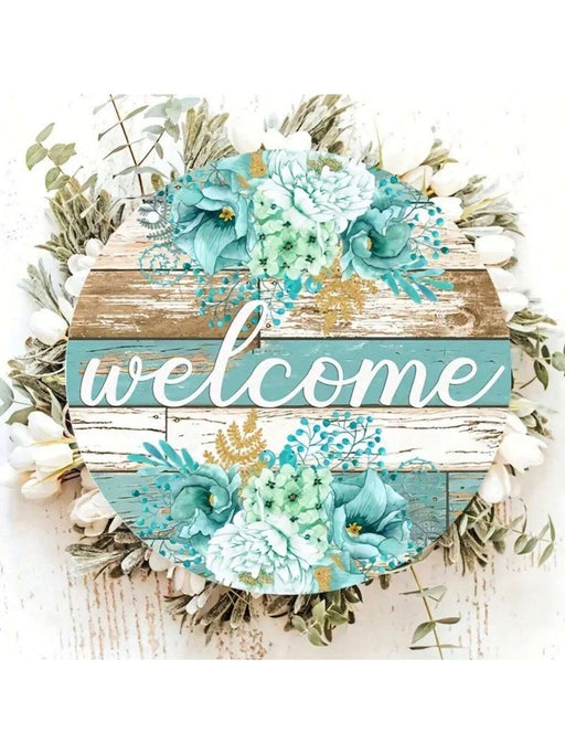 Shein Letrero circular de madera con diseño floral de bienvenida (1 unidad) - Quierox - Tienda Online