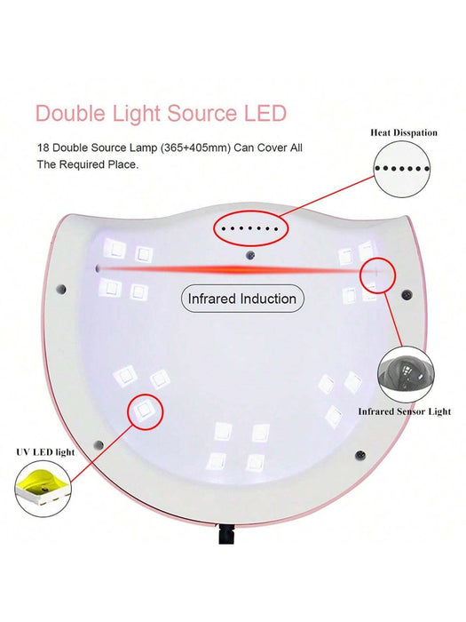 Shein LIMEGIRL 1PC Lámpara de uñas LED UV Lámpara de 18 LED - Quierox - Tienda Online