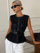 SHEIN Livesso Blusa de mujer de verano sin mangas con cuello redondo de denim - Quierox - Tienda Online