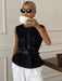 SHEIN Livesso Blusa de mujer de verano sin mangas con cuello redondo de denim - Quierox - Tienda Online
