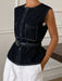 SHEIN Livesso Blusa de mujer de verano sin mangas con cuello redondo de denim - Quierox - Tienda Online