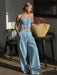 SHEIN Livesso Conjunto de 2 piezas de top de tirantes de mezclilla y pantalones - Quierox - Tienda Online