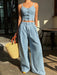 SHEIN Livesso Conjunto de 2 piezas de top de tirantes de mezclilla y pantalones - Quierox - Tienda Online