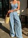 SHEIN Livesso Conjunto de 2 piezas de top de tirantes de mezclilla y pantalones - Quierox - Tienda Online