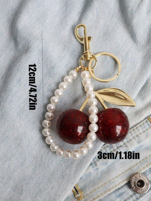 SHEIN Llavero elegante con forma de cereza y colgante de resina brillante (1 unidad) - Quierox - Tienda Online