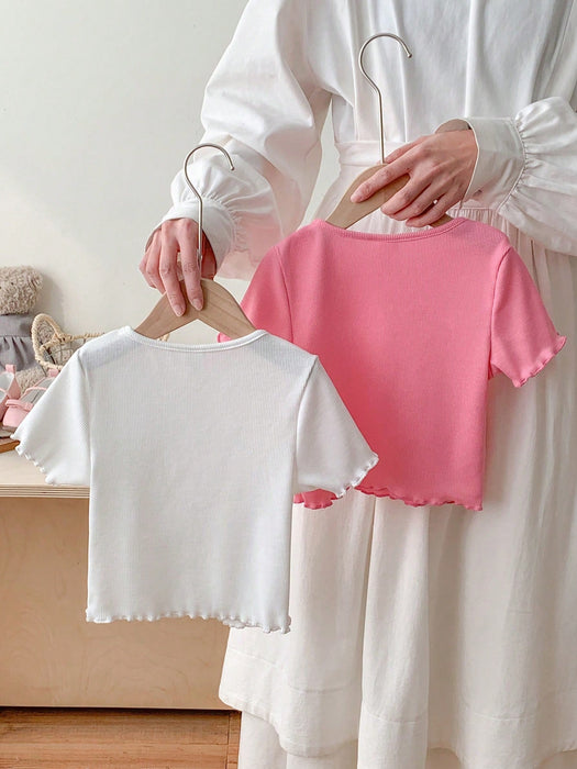 SHEIN LMoss Kids LMoss Conjunto de 2 piezas para niña Camiseta casual ajustada - Quierox - Tienda Online
