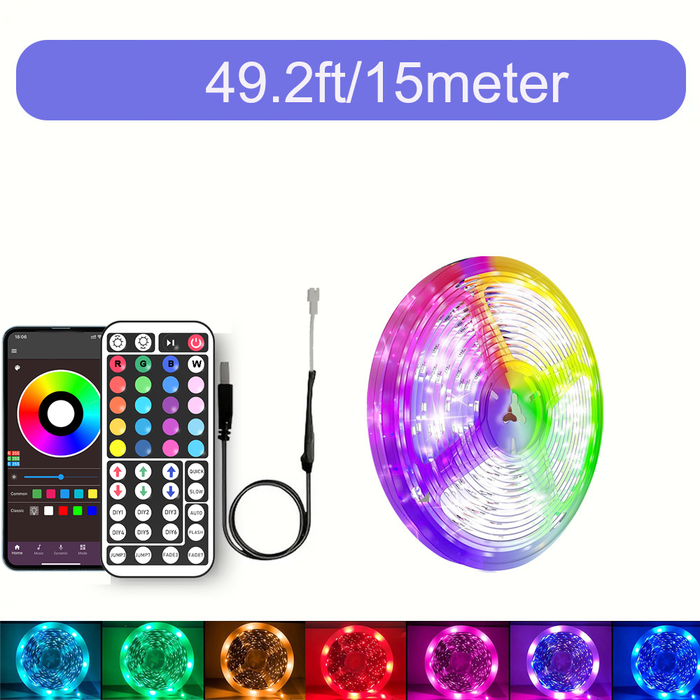 Shein Luces de tira LED USB con control remoto de 44 teclas y control de aplicación 15m/50ft - Quierox - Tienda Online