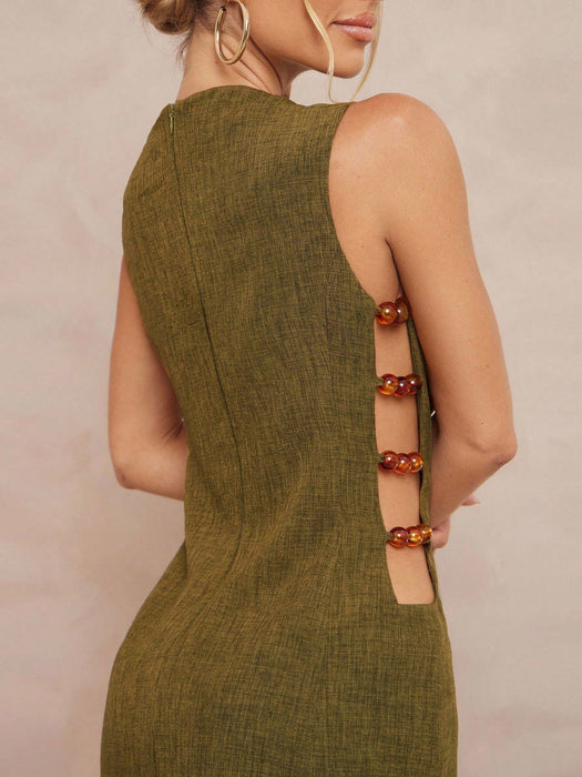 SHEIN Lumalex Vestido mini de línea A con cuello en V sin mangas - Quierox - Tienda Online